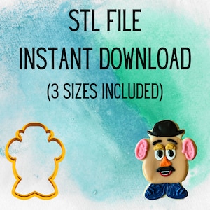 STL INSTANT DOWNLOAD for the Toy Story Potato Head Cookie Cutter 3 sizes