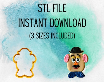 STL INSTANT DOWNLOAD for the Toy Story Potato Head Cookie Cutter 3 sizes