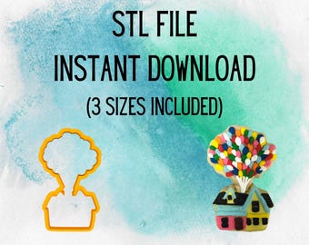 STL INSTANT DOWNLOAD for Up House Cookie Cutter 3 sizes /Carl and Ellie/ Adventure Is Out There/ Doug Kevin Russell Up House Balloons