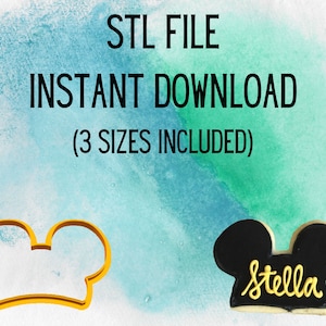STL INSTANT DOWNLOAD for Mickey Mouse Ear Cap/Hat Cookie Cutter 3 sizes