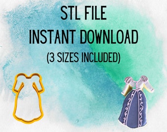 STL INSTANT DOWNLOAD for Repunzel Dress Cookie Cutter 3 sizes