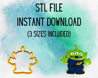 STL INSTANT DOWNLOAD for the Toy Story Alien (whole body) Cookie Cutter 3 sizes