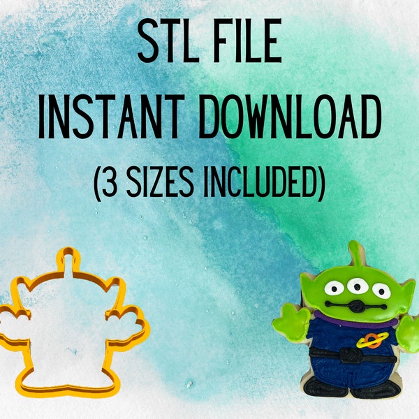 STL INSTANT DOWNLOAD for the Toy Story Alien (whole body) Cookie Cutter 3 sizes