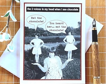 Funny Chocolate Lover Card: Vintage Photo Birthday Card