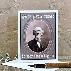 Age is Just a Number, Vintage Photo Card, Gift for Older Man