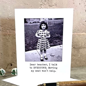 Funny Teacher Card, Teacher Appreciation Card, Funny Vintage Photo Card for Teacher
