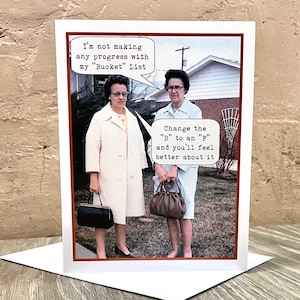 Funny Bucket List Photo Card, Birthday Card for Friend
