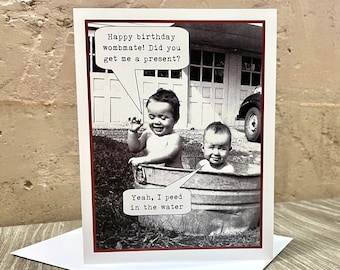 Card for Your Twin, Card for Wombmate, Fraternal Twin Birthday Card,