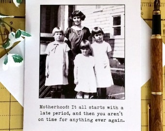Funny Card for Mom, Funny Mother's Day Card, Funny Vintage Photo Card for Mom, Motherhood