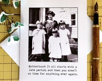 Funny Card for Mom, Funny Mother's Day Card, Funny Vintage Photo Card for Mom, Motherhood