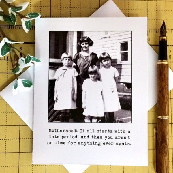 Funny Card for Mom, Funny Mother's Day Card, Funny Vintage Photo Card for Mom, Motherhood