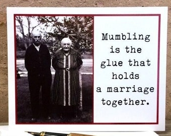 Funny Anniversary or Wedding Card, Vintage Photo Wedding Card, Mumbling