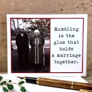 Funny Anniversary or Wedding Card, Vintage Photo Wedding Card, Mumbling