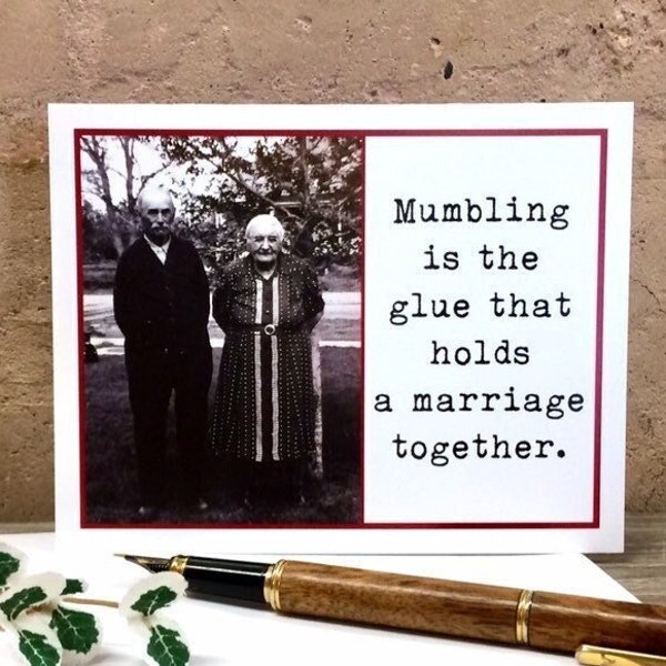 Funny Anniversary or Wedding Card, Vintage Photo Wedding Card, Mumbling