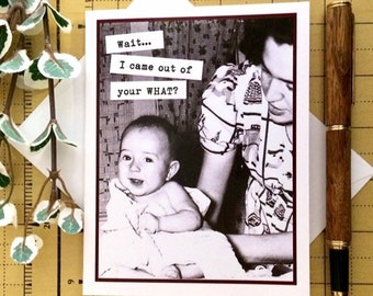 Funny Baby Shower Card, Vintage Photo Baby Shower Card, Old Photo Baby Card