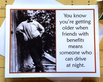 Funny Birthday Card for Man, Friends with Benefits, Funny Vintage Photo Birthday Card