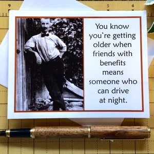 Funny Birthday Card for Man, Friends with Benefits, Funny Vintage Photo Birthday Card