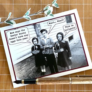 Funny Easter Card, Vintage Photo Easter Card, The Easter Bunny Doesn't Have Any Eggs This Year image 6