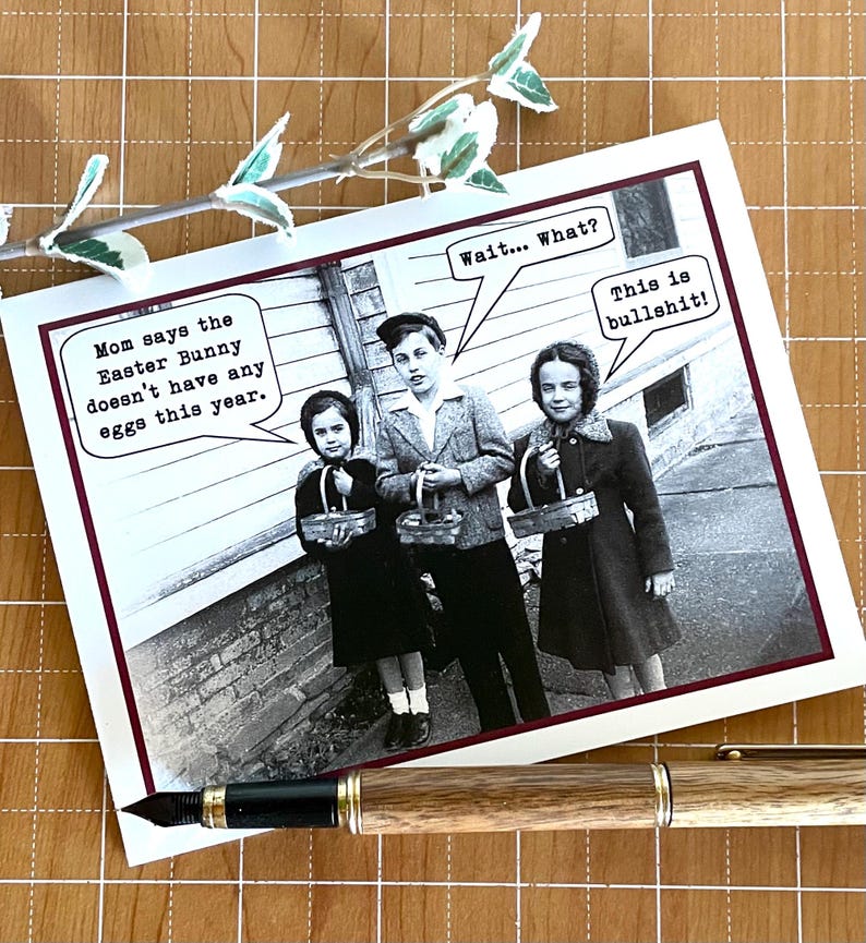 Funny Easter Card, Vintage Photo Easter Card, The Easter Bunny Doesn't Have Any Eggs This Year image 6