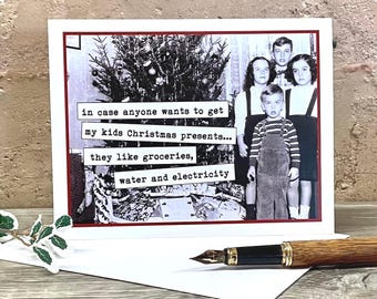 Funny Christmas Card, Vintage Photo Christmas Card, Bulk Card Price Options, Presents for Kids