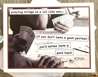 Card for Bridge Players, Funny Birthday Card for Your Bridge Playing Friends