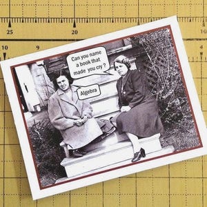 Funny Card for Math Hater, Vintage Photo Card, Card for Math Teacher, Algebra Card image 3