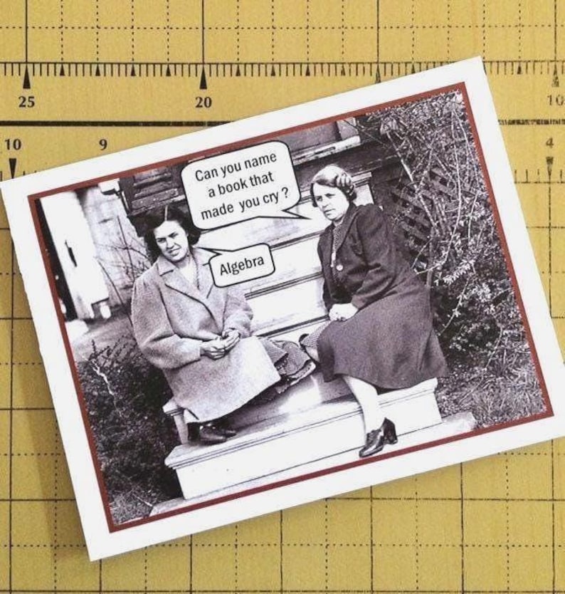 Funny Card for Math Hater, Vintage Photo Card, Card for Math Teacher, Algebra Card image 3
