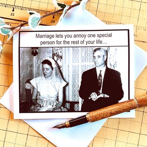 Funny Anniversary or Wedding Card, Marriage Let's You Annoy, Vintage Photo Card image 6