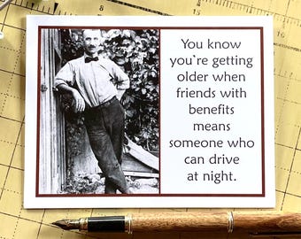 Funny Birthday Card for Man, Friends with Benefits, Funny Vintage Photo Birthday Card