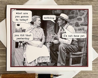 Funny Anniversary or Wedding Card, Vintage Style Photo Card, Birthday Card for Older Man, What are You Gonna do Today?