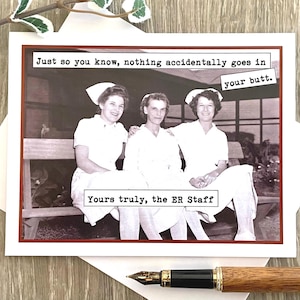 Funny Card for ER Nurses, Vintage Photo Card ER Staff, Card for Nurse Friend image 6