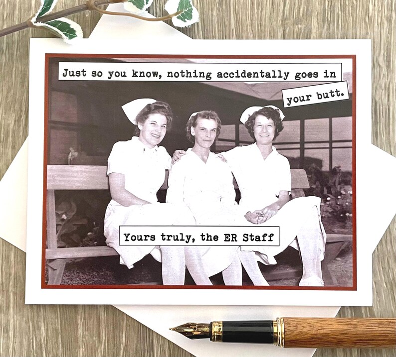 Funny Card for ER Nurses, Vintage Photo Card ER Staff, Card for Nurse Friend image 6