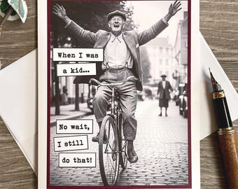 Birthday Card for Older Men or Bicycle Enthusiasts, Card for Dad, When I Was a Kid, Bicycle Card, Father's Day Card