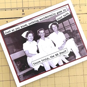 Funny Card for ER Nurses, Vintage Photo Card ER Staff, Card for Nurse Friend image 3