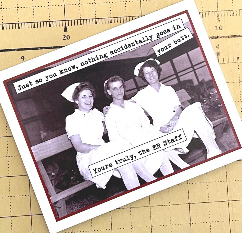 Funny Card for ER Nurses, Vintage Photo Card ER Staff, Card for Nurse Friend image 3