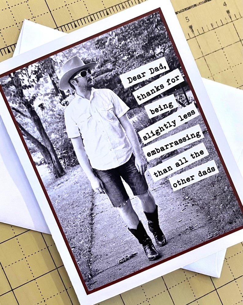 Funny Father's Day Card, Vintage Photo Card for Dad, Slightly Less Embarrassing image 3