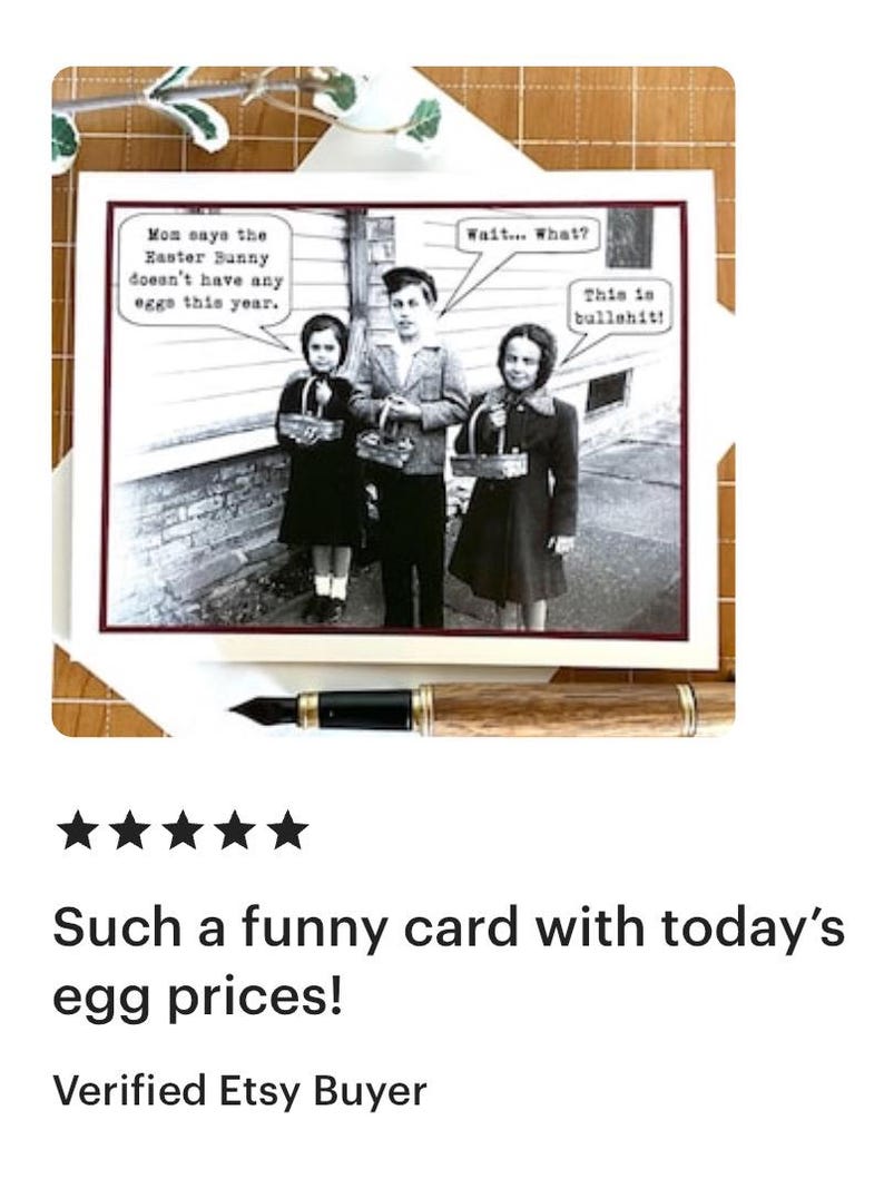 Funny Easter Card, Vintage Photo Easter Card, The Easter Bunny Doesn't Have Any Eggs This Year image 7