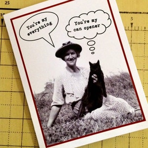 Funny Cat Card, Card for a Cat Lover, You're My Can Opener image 5