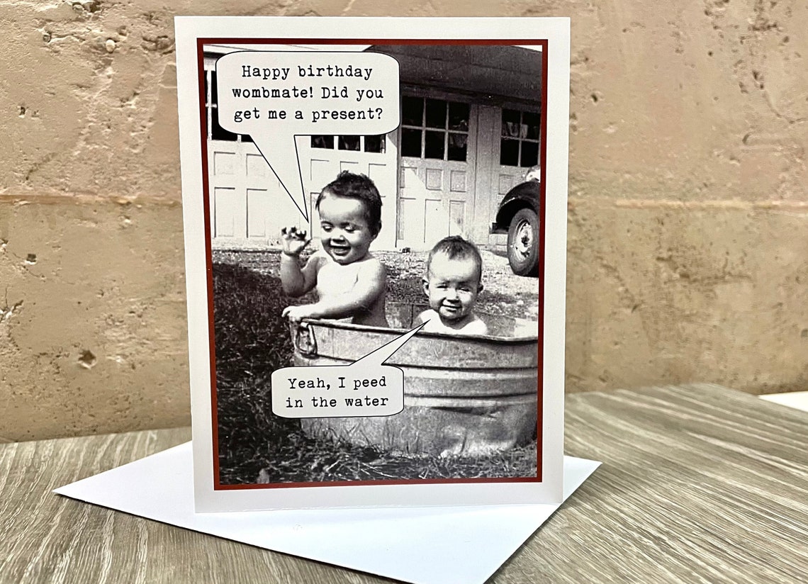 LEMON LOCO Geburtstagskarte Für Zwillinge – Lustiger „Womb Mate“-Spruch, 12,7x17,8cm, Mit Umschlag