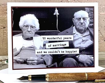 Funny 50th Anniversary Card: Vintage Photo Wedding Card