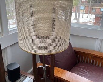 Mid Century Modern Modeline Table Lamp, Walnut & Brass