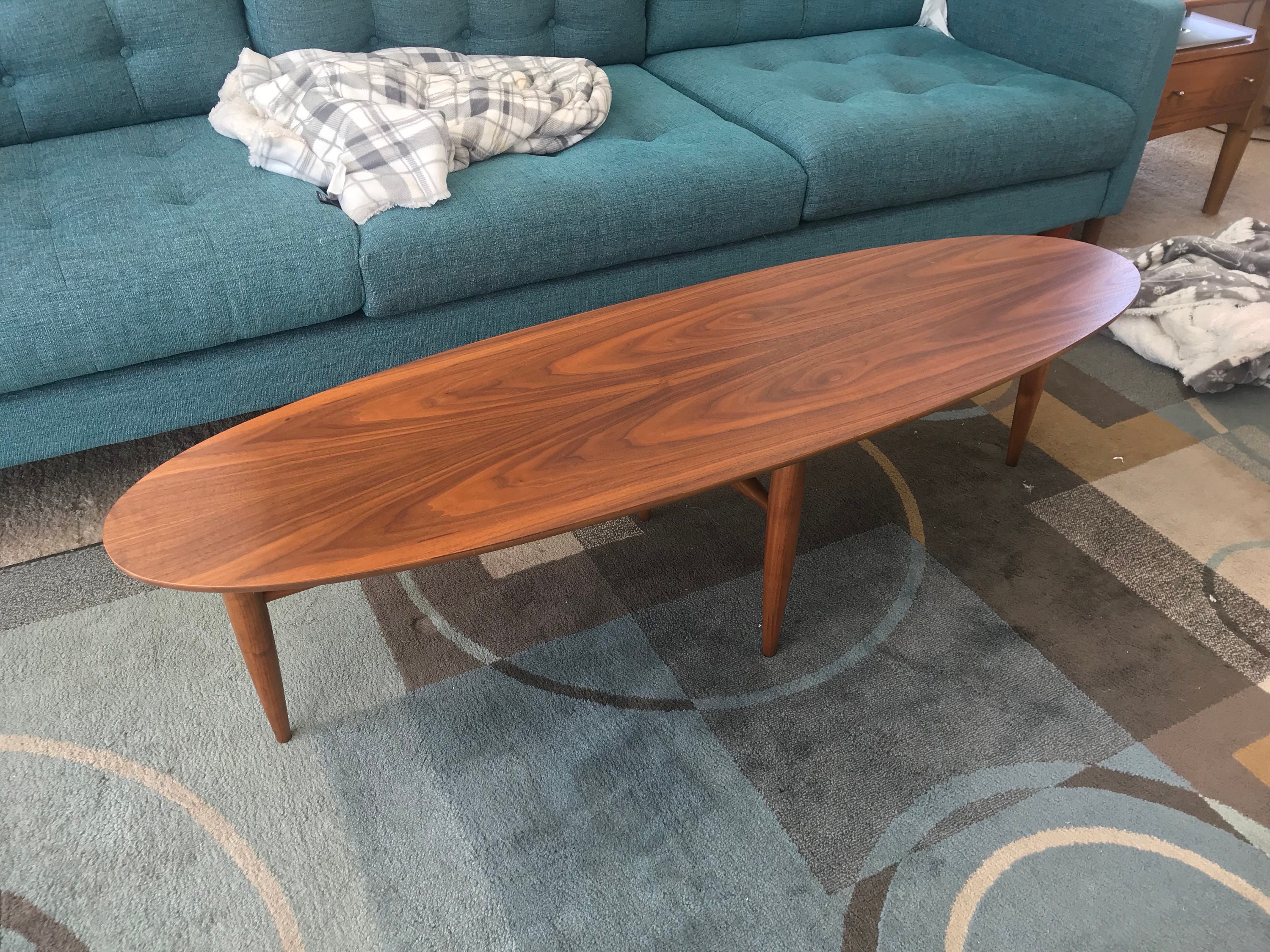 安価 ワタナベ Vintage Mersman Surfboard Walnut Coffee Table, Rare - Etsy サイドテーブル・ナイトテーブル・ローテーブル