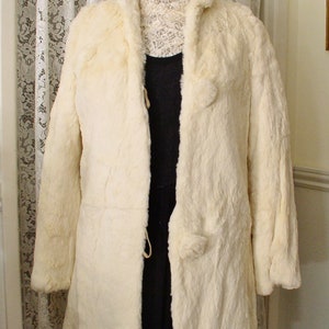 Reserved for Maia.....White Beaver Fur Ultra Soft Vintage Stroller Length Coat.....Vintage White Fur Stroller Coat Sheared Beaver Fur