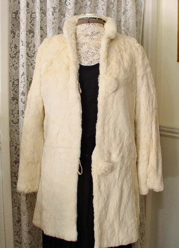 Fur Coat of Sheared White Beaver Fur Ultra Soft V… - image 1