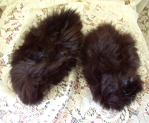 Fur Cuffs Black Rabbit....Black Rabbit Fur Cuffs ......Vintage Black Rabbit Fur Cuffs