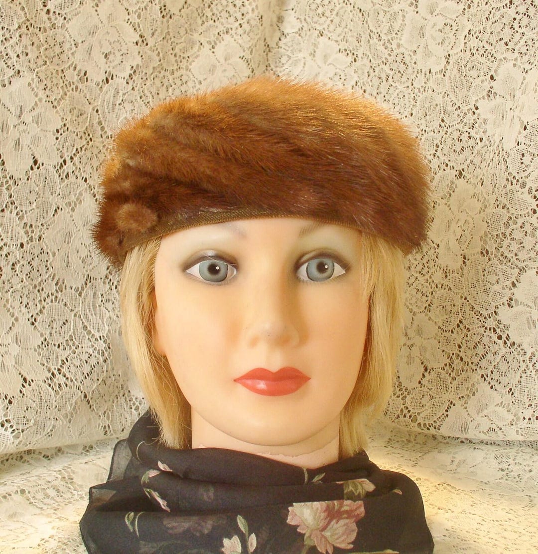 Mink Hat Autumn Haze Mink Tail Hat,,,,vintage Mink Pillbox  display picture 1