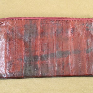 Clutch Bag of Eel Skin Oxblood Burgandy Vintage Wristlet.....Vintage Eel Skin Purse Clutch with Wrist Strap.....Eel Skin Bag Clutch Purse