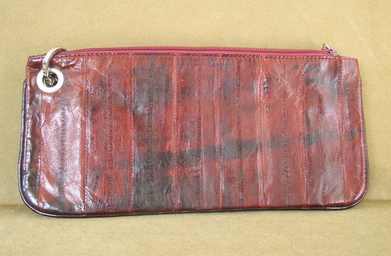 Clutch Bag of Eel Skin Oxblood Burgandy Vintage W… - image 1