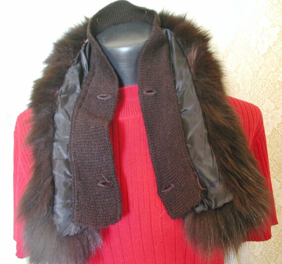 Fox Fur Collar in Black Fox Fur......Vintage Blac… - image 5