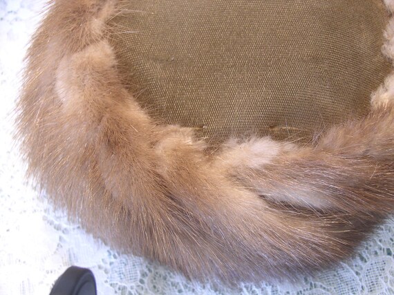 Mink Hat Autumn Haze Mink Tail Hat,,,,Vintage Mink Pillbox Hat Autumn Haze Mink View 6